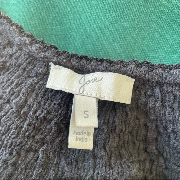 Joie Caviar Black Cotton Peasant 3/4 Sleeve Tassel Neck Ynes Embroidery Blouse S - Picture 5 of 9